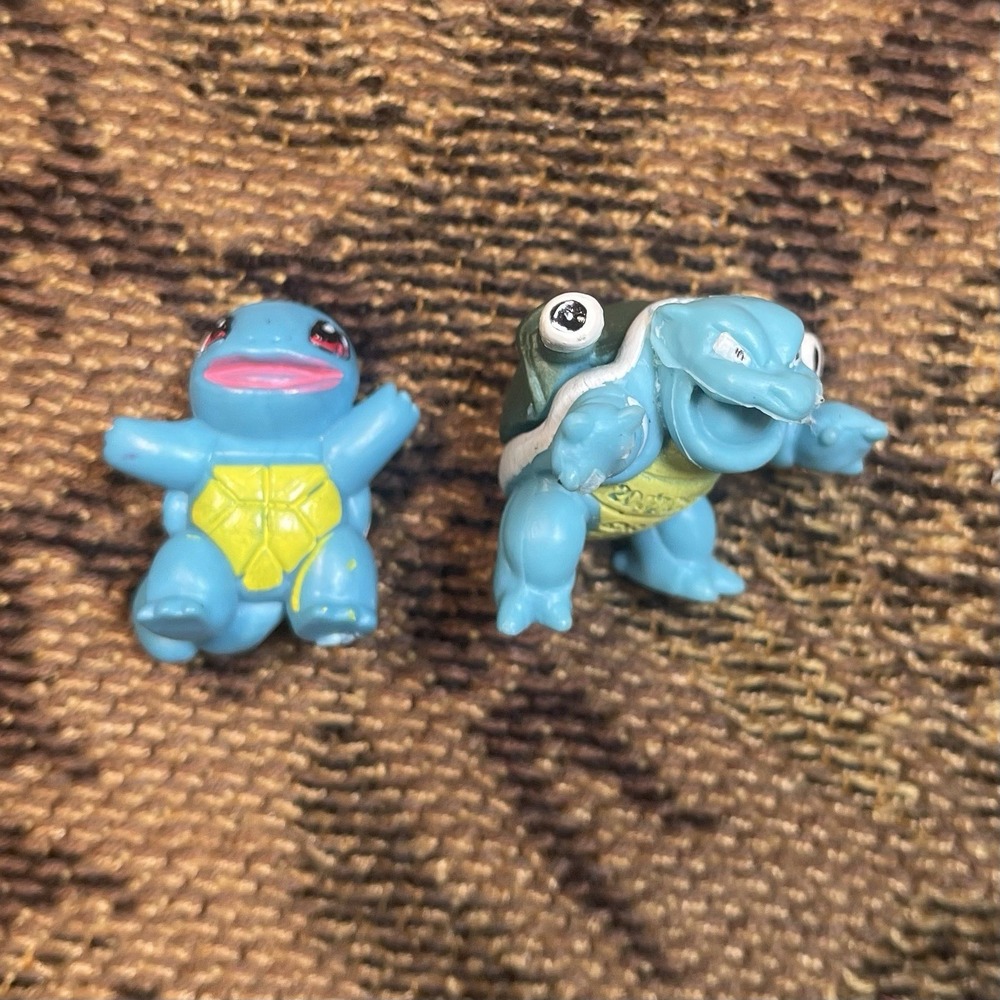 Vtg 2007 RL/W Pokemon Squirtle Blastoise Evolution 1" Mini Figures Lot Of 2